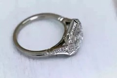 3.1Ct Art Deco Style Emerald Lab Created Diamond 14k White Gold FN Wedding Ring
