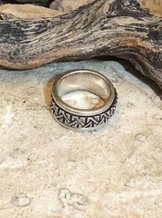 24. Vintage Celtic Sterling Silver 925 Patterned Spinner Band Ring 10g, 7s