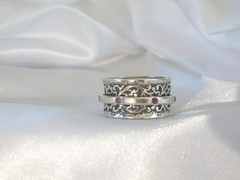 Vintage Sterling Silver 925 Natural Amethyst Spin Spinning Vine Ring 9.5