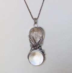 Large Rutilated Quartz Sterling Silver Pendant Necklace