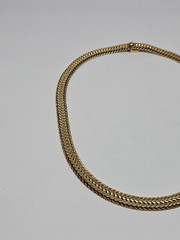Vintage 12 KGF Thick Herringbone Style, 15.5″ Choker Necklace. 33.4Grams.