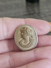 Gorgeous Antique Lava Cameo Cuff Link BP