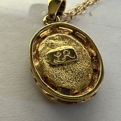 VTG Lady Remington Mother of Pearl & Rhinestone Pendant Necklace PAJ BB Chain