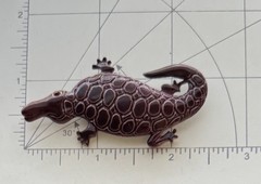Vintage Crocodile brooch / enamel on gold tone metal