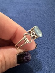 Vtg Sterling Silver 925 London Blue Topaz Ring, Size 8.25