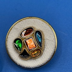 Vintage EARRINGS clip-on 1980s 1990s jeweled tones poured resin white fabric