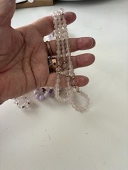 Vintage 14k Yellow Gold Lavender Jade/Rose Quartz Gold Ball Beaded Necklaces Lot