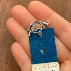Vintage 925 Sterling Silver French Horn Musical Instrument Pendant Charm