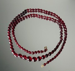Vtg Czech 34″ Bead Necklace Deep Garnet Red Faceted Glass Opera Length Flapper
