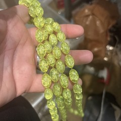 Vintage Lime Green Lucite Bead Long Necklace Single Strand 53”