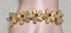 AUTHENTIC SWOBODA CUFF BRACELET ~ GENUINE MOONSTONE, RUBY ~ BEAUTIFUL!
