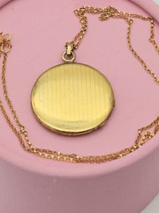 Large Vintage LOCKET Pink Rose Gold Antique Gold Filled Y GF Necklace Pendant