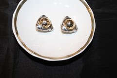 PBD Peter Brams Design Triangle Shape 14kt Yellow Gold and Sterling Earrings 1″L