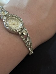Vintage Ladies ESTATE SIGNED REGENCY RHINESTONE WIND-UP Wrist Watch