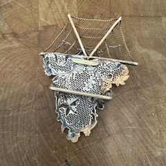Vintage Lace And Spider Web Jeweled Spider Brooch Or Buckle
