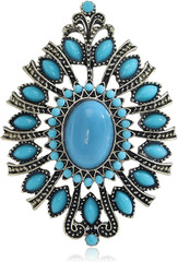 Western Brooch Pin, Multicolor Crystal Turquoise, Large Alloy Steel Lapel Pin fo