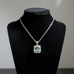 Mystic Topaz Pendant: Iridescent Rainbow Gemstone, Spiritual Healing Necklace