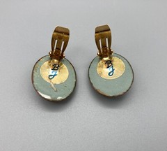Vintage ~ Modernist Ruth Buol Enamel Copper Art Glass Pendant & Earrings Set ~