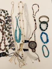 Southwest Native American Style Leather, Stone Jewelry Lot Old & New Boho