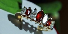14k yellow gold size 4 ring 0.90ct garnet natural diamond pyramid 3.0gr N3074E
