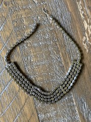 Vintage 1950’s Four Row Rhinestone Choker Style Necklace Silver Tone 15” Inch