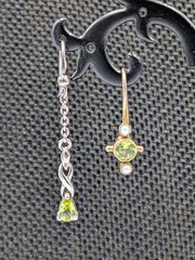 2 Pair – Vtg Sterling Silver Green Glass & 1 FW Pearl Hook Dangle 925 Earrings