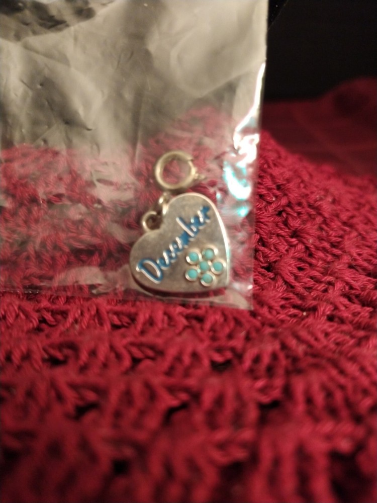Vintage Charm! December Heart with Blue Flower! Adorable! Charm It!