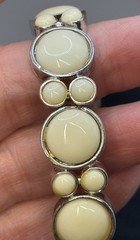 Vintage Napier Bracelet Necklace Set Cream Silver Tone