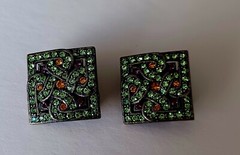LaVintage Crystal Square Multicolor Clip On Earrings