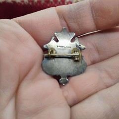 Vtg 1930s Sterling Silver Canadian Enamel Maple Leaf Pin w/Crown