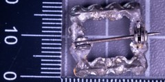 Vintage Rhinestone Square Buckle Brooch Pin Silver Tone Metal 20mm Paste Stones