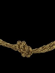 Vtg Double Rope Strands 3 Knotted Chain Yellow Gold Tone Dainty Bracelet 7″