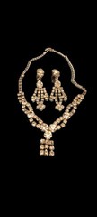 Vintage La Roco crystal necklace Clip on Earrings statement signed costume