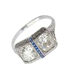 5Ct Art Deco Style Lab Created Diamond Engagement Wedding 14K White Gold FN Ring