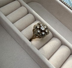 Vintage Victorian-Style Rhinestone Cluster Ring Size 5.5