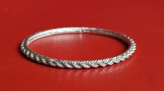 Vintage TRIFARI Silver Tone Braided Twist Thin Bangle Bracelet
