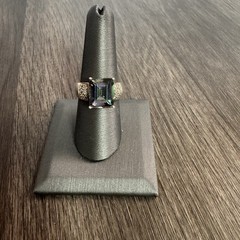 Vintage Sterling Silver 925 Mystic Topaz Ring Size 8.5 Emerald Cut 7g