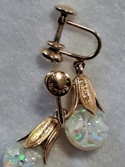 Vtg. Opalite Gold Filled Earrings 1/20th 12K GF Signed Great Condition