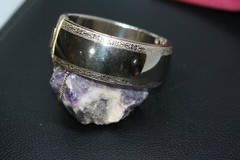 Vintage Silver Alloy Metal Ladies Engraved edge Bangle 1″ Wide Bracelet 6″ 56Gr