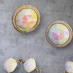 Vintage Hobe Signed Necklace Earrings Set Iridescent Cabochons Jewelry Estate