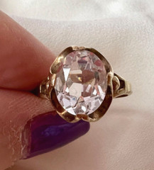 HUBERTUS VON SKAL VINTAGE 10K GOLD COLORLESS WHITE SPINEL FLOWER BUTTERCUP RING