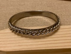 Vintage Bangle Bracelet Silver Tone Chain 8.25” Biker