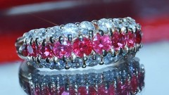 14k yellow gold 1.50ct natural diamond size 6.75 ring ruby band heated 4.95gr