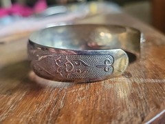 Vintage Embossed Sterling Silver Cuff 7.25″ Bracelet LATVIAN?