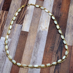 Choker Polished Rice Pearl Gold Tone Braided Chain Pearl Necklace Korea 16 Inch