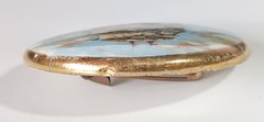 Vtg (Antique?) Painted Porcelain Brooch 1-5/8″ w/ Clipper Ship Under Full Sail