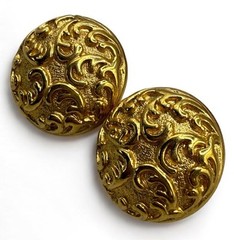 Vintage Gold Tone Ornate Victorian Revival Ornaments Circles Earrings