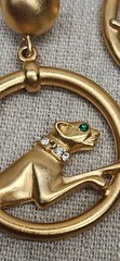 Rare Jackie Collins Brushed Goldtone Panther Earrings