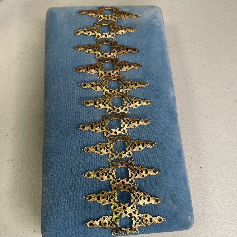 Old Stock Jewelry Making Finding Filigree Pin Base Gold Tone 10 New old Vintage