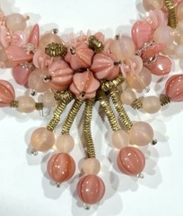 VTG W GERMANY Miriam Haskell Style Pink GLASS Petal ART GLASS Choker NECKLACE